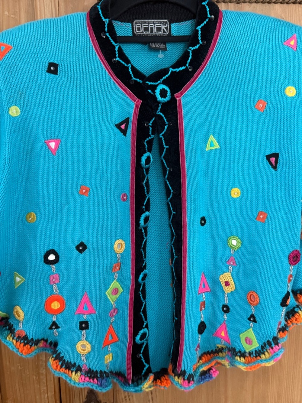 Berek Turquoise Embroidered Short Cardigan Shrug